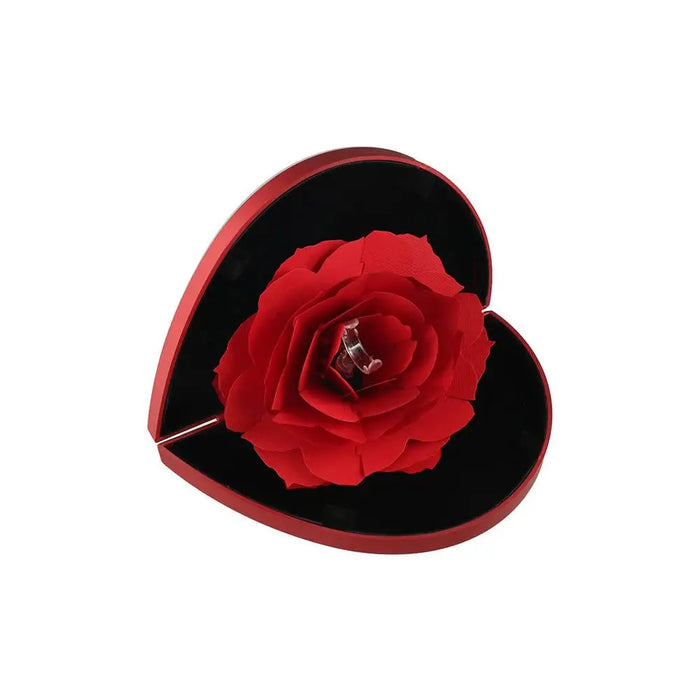 Heart-Shaped Blooming Rose Ring Box (BOX ONLY)